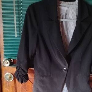 Charlotte Russe Black Blazer with Ruched Sleeves